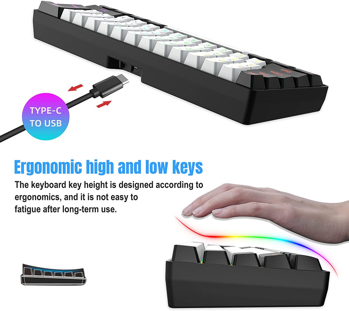 Snpurdiri 2.4G Wireless Gaming Keyboard and Mouse Combo, BlackWhite