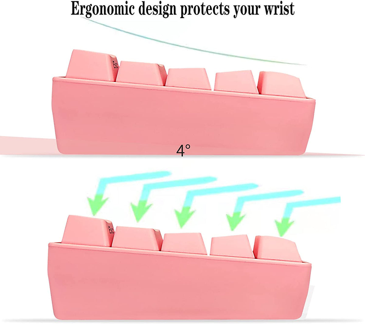 Snpurdiri 60% Wired Membrane Gaming Keyboard RGB Backlit, Pink – snpurdiri