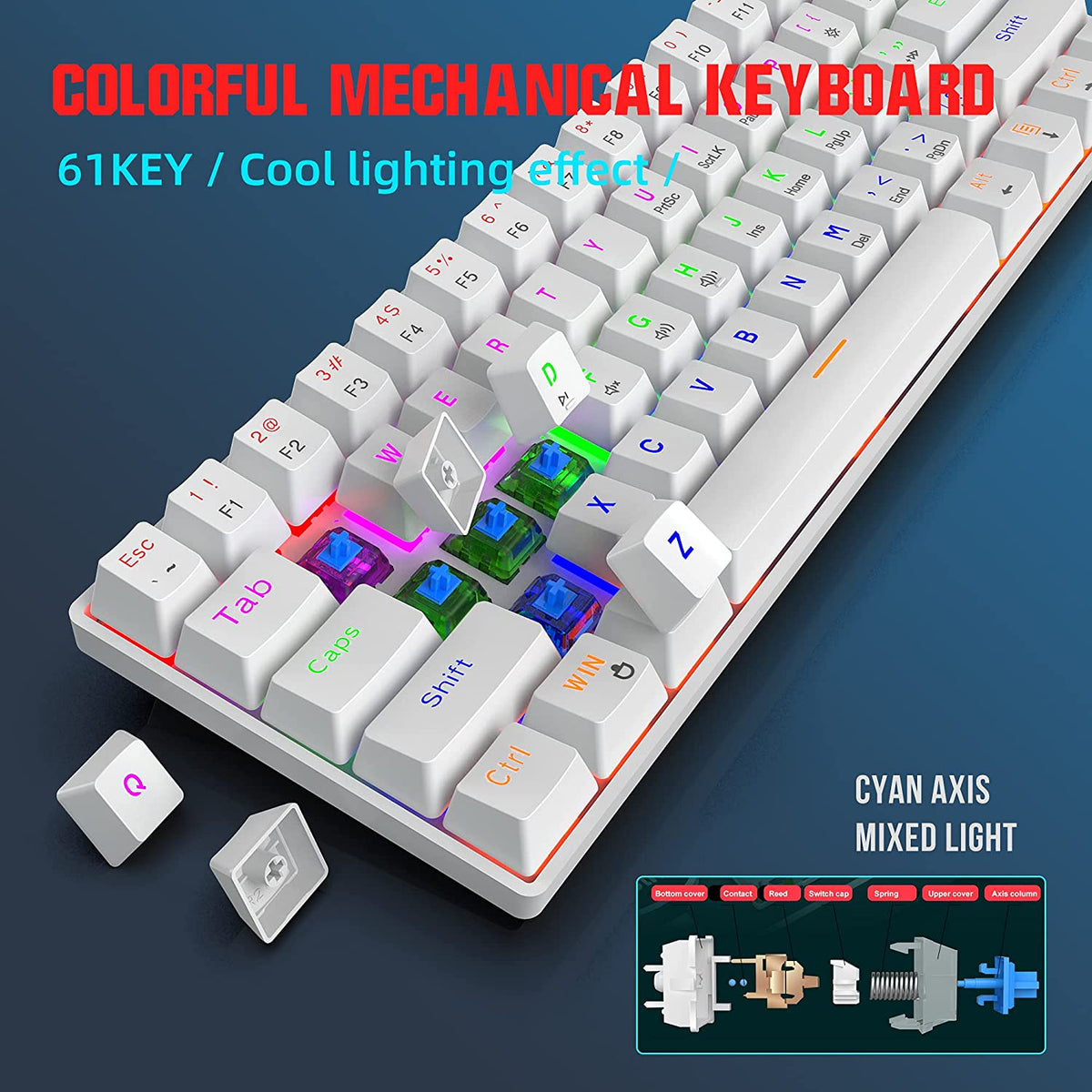 Snpurdiri Wired 60% Mechanical Gaming Keyboard, Blue Switch ,Ultra-Com ...
