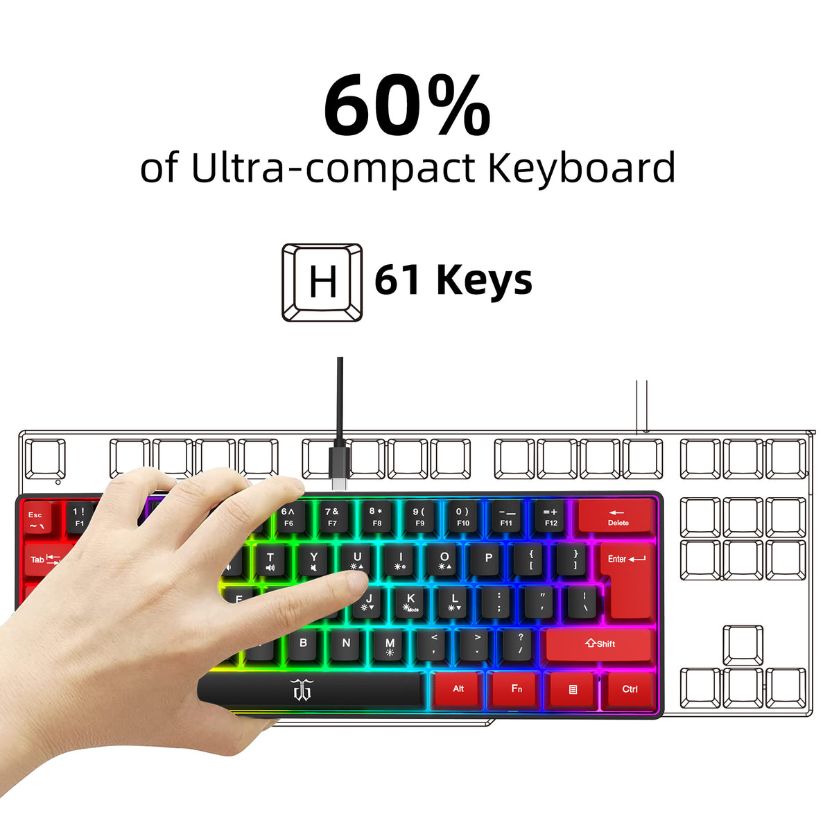 Snpurdiri 60 Membrane Wired Gaming Keyboard, RedBlack snpurdiri