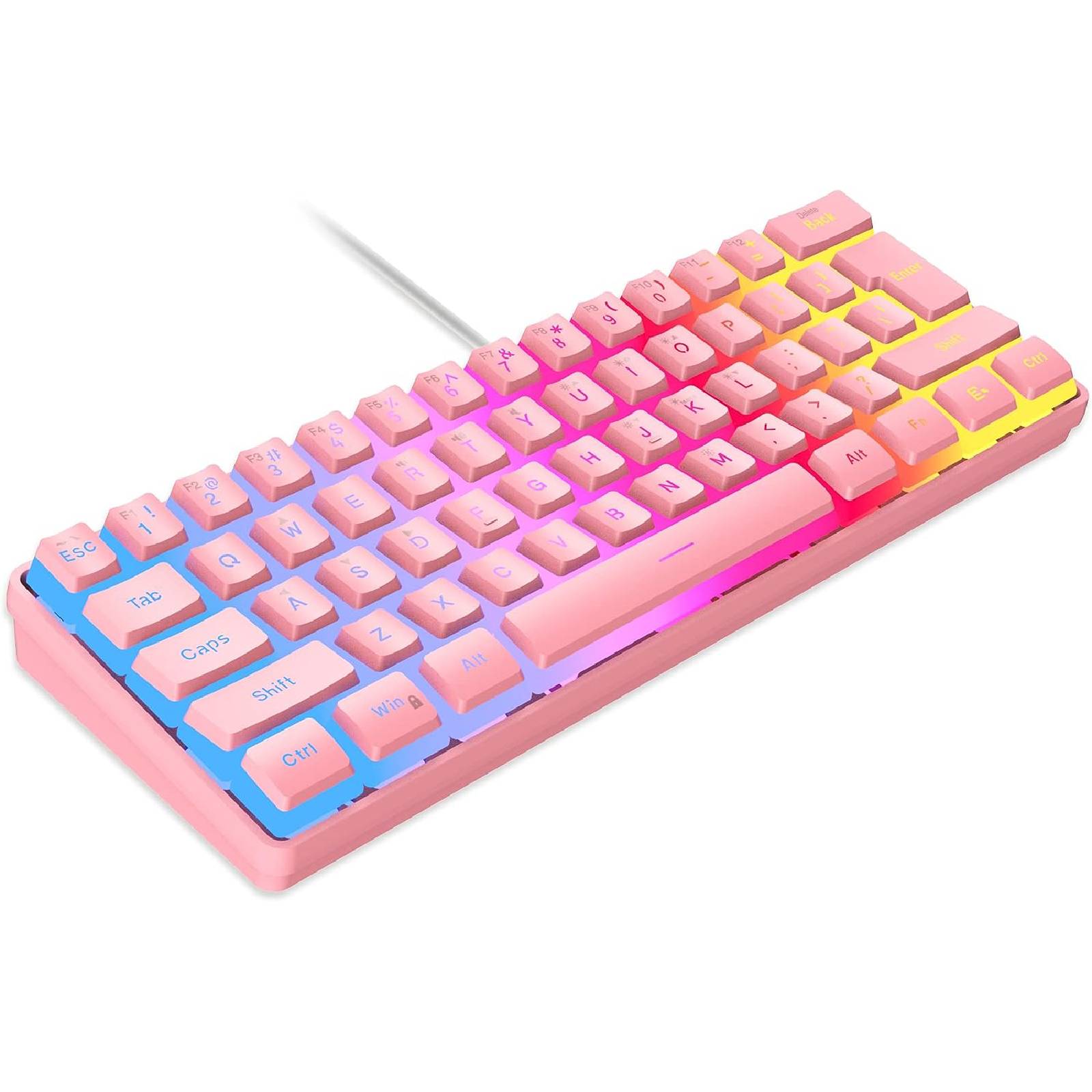 Snpurdiri 60% Pink Wired Gaming Membrane Keyboard