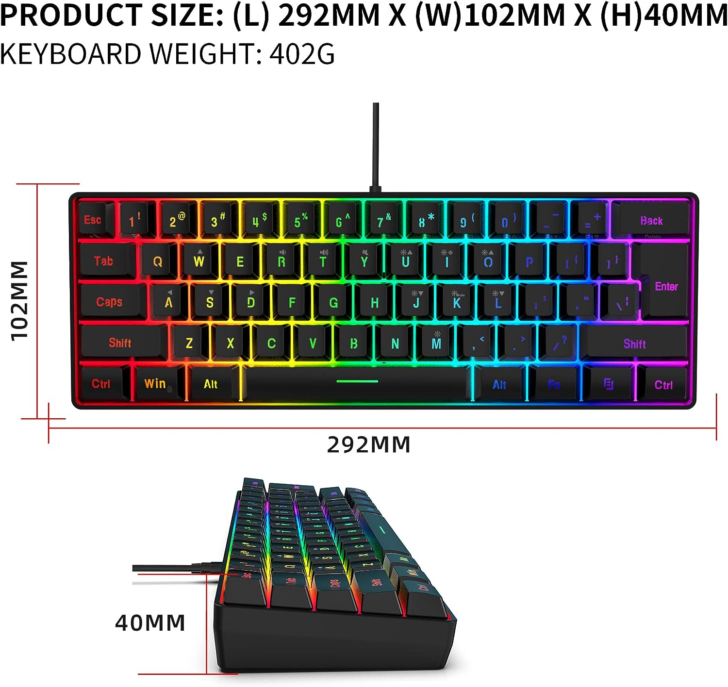 Snpurdiri 60% Gaming Keyboard and Mouse Combo