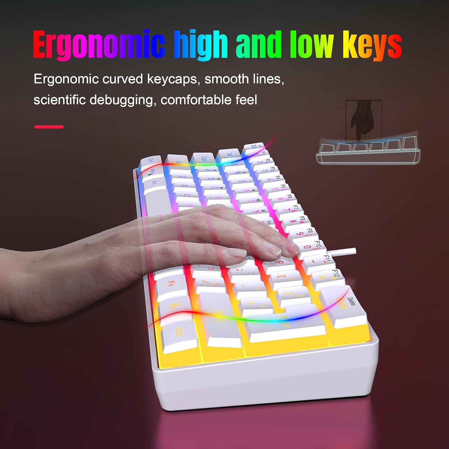 Translucent Pudding Keycaps Snpurdiri 60% White Wired Gaming Keyboard, Translucent Pudding Keycaps ...