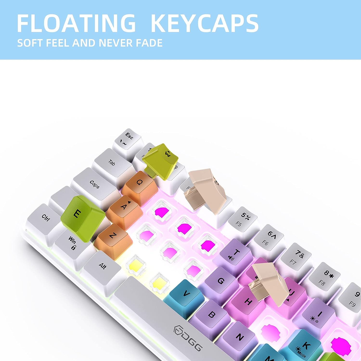 Snpurdiri 60% Wired Gaming Keyboard,Colorful Rainbow Key Cap,Mechanical Feeling Keyboard