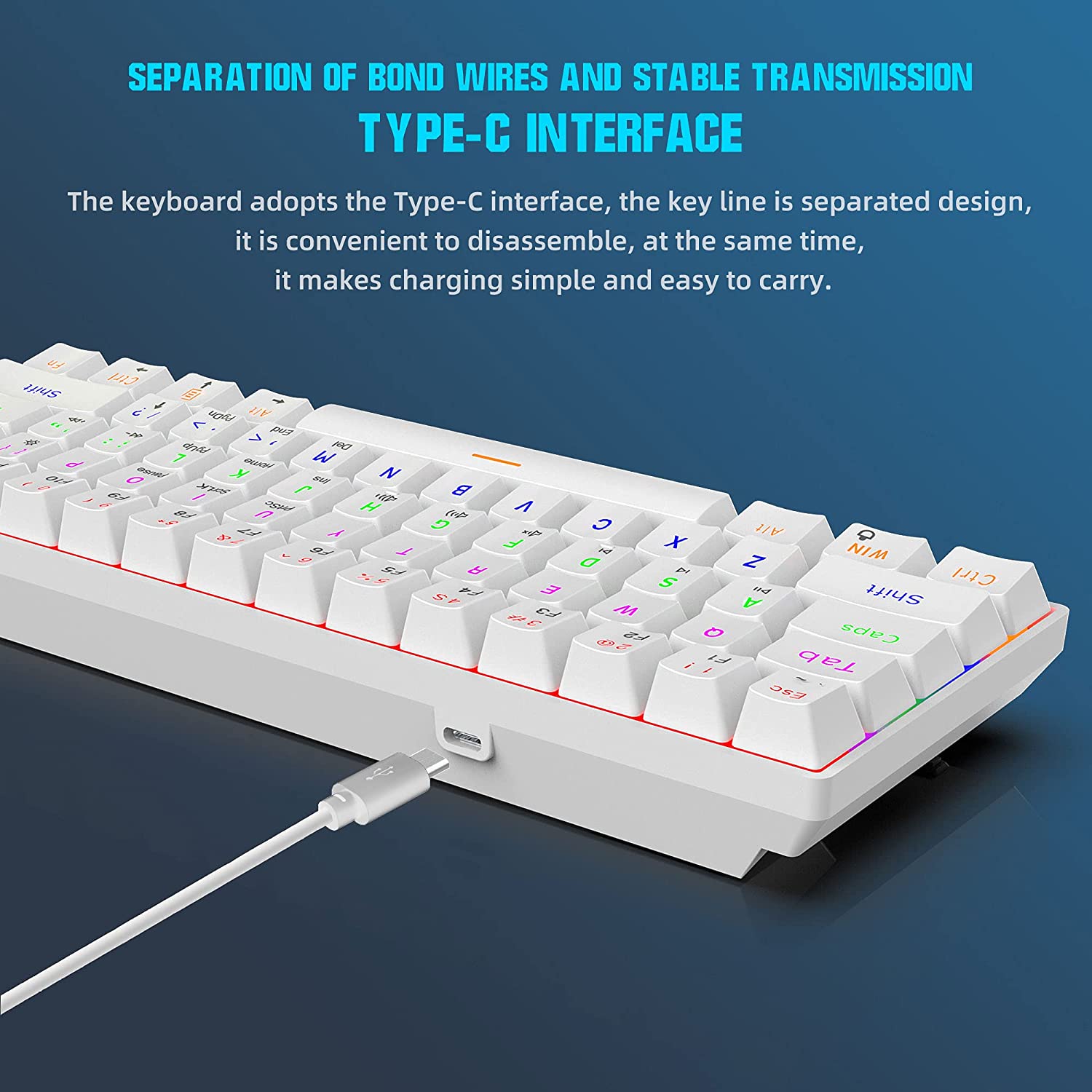 Snpurdiri Wired 60% Mechanical Gaming Keyboard, Blue Switch ,Ultra-Compact White