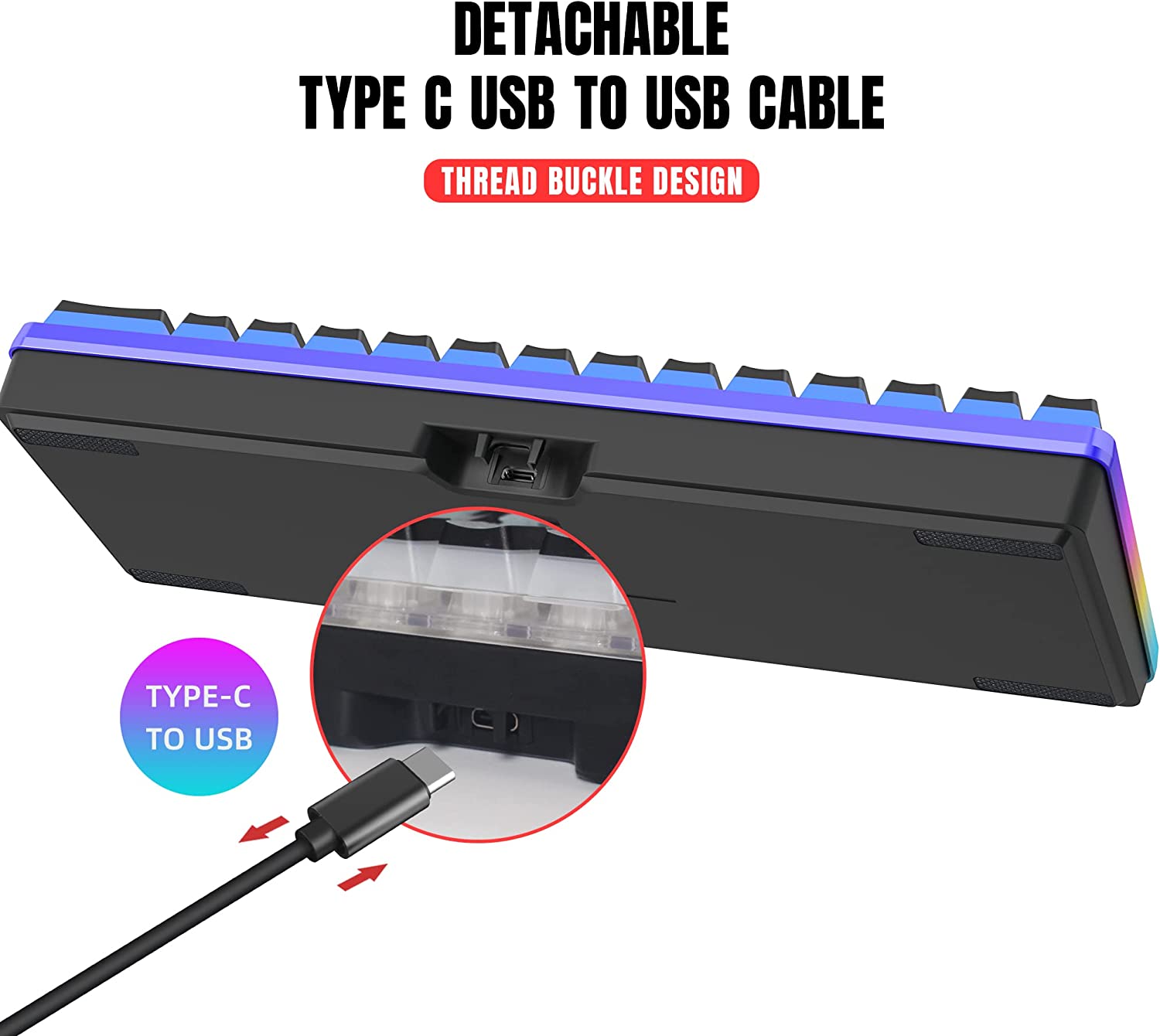 Snpurdiri 60% Membrane Wired Gaming Keyboard, RGB, Black Pudding