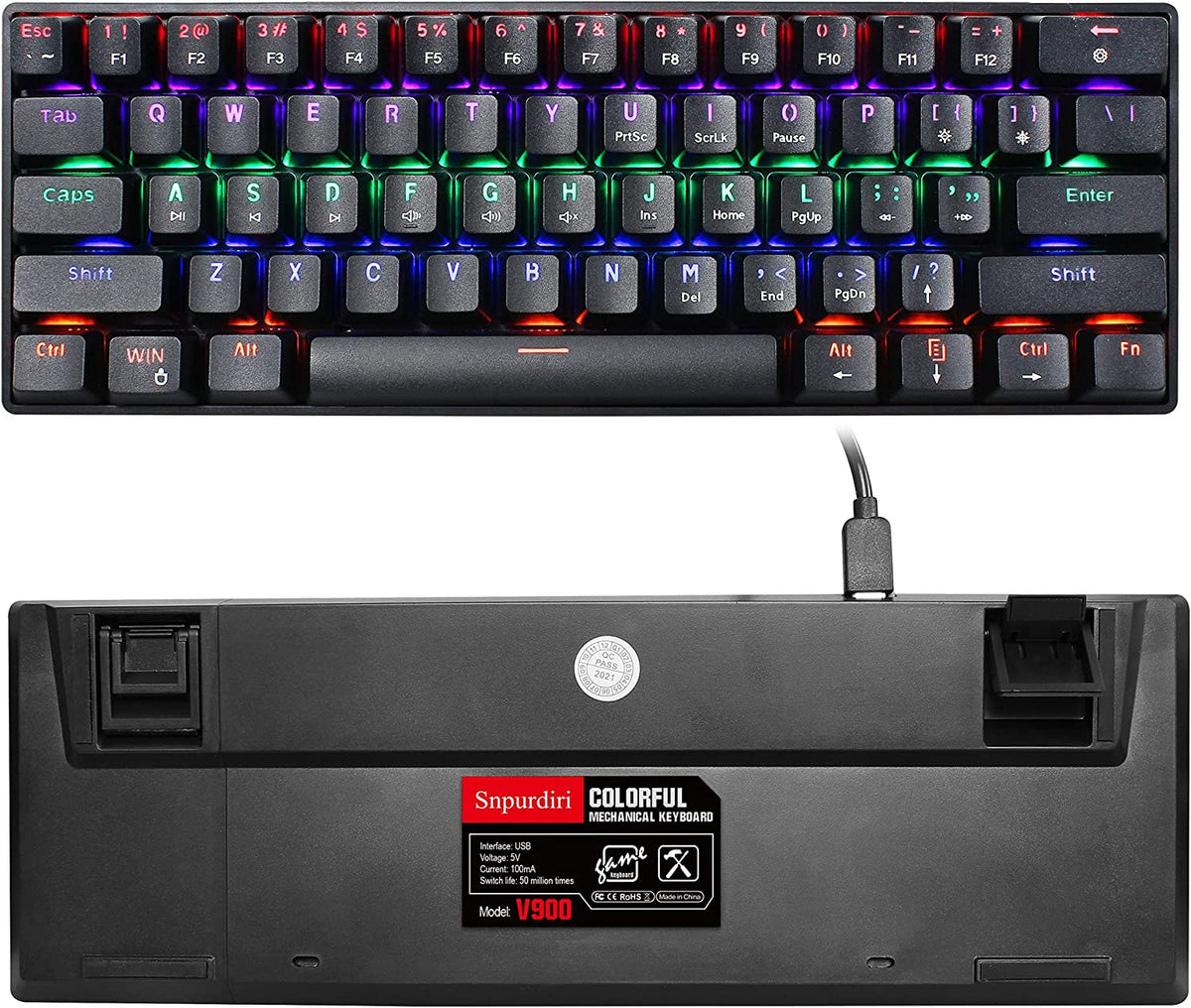 Snpurdiri 60% Wired Mechanical Gaming Keyboard , Blacklit Portable ...