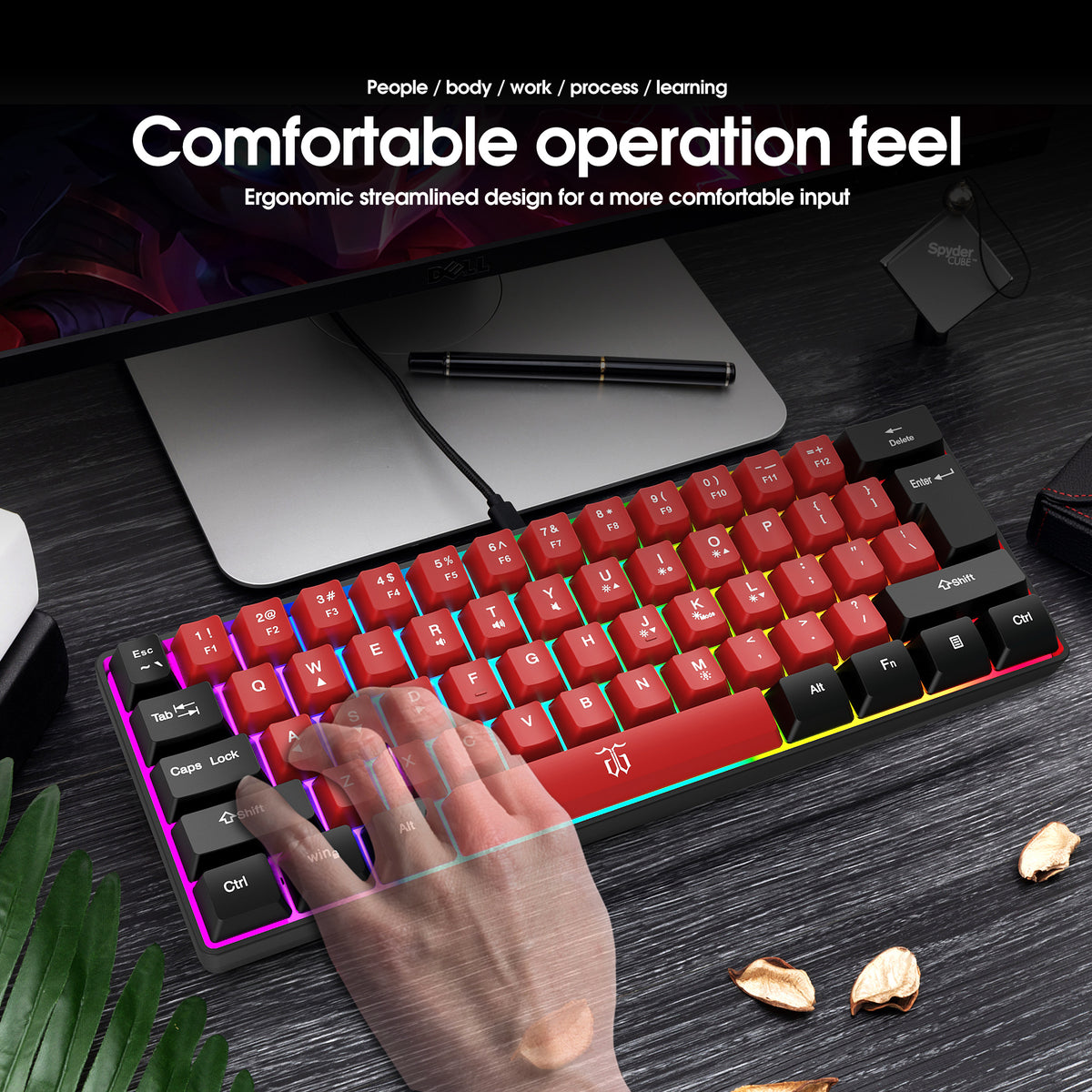 Snpurdiri 60% Membrane Wired Gaming Keyboard, Black-Red – snpurdiri